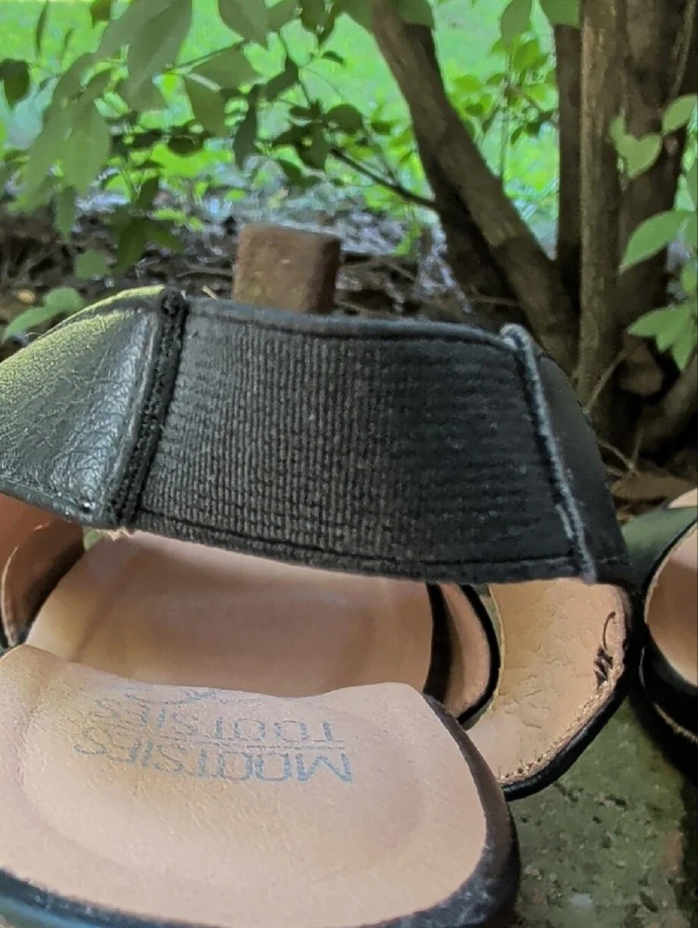 Mootsies Tootsies Black Faux Leather Slingback Wedge Thadley Sandals Size 8